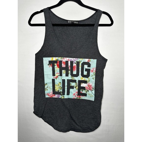 Recycled Karma Tank Top Thug Life Floral Shirt Women’s Size XS Made In USA - Picture 1 of 5